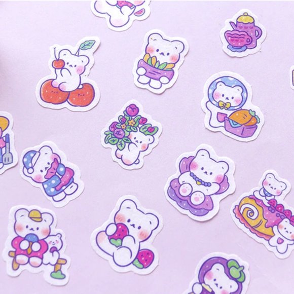 Cute Bear PVC & Washi Paper Sticker Pack - Picture 9 of 10